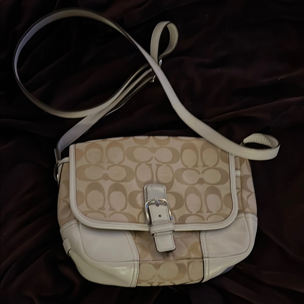 Beige and White Crossbody Bag